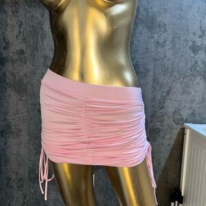 Pink Ruched Mini Skirt